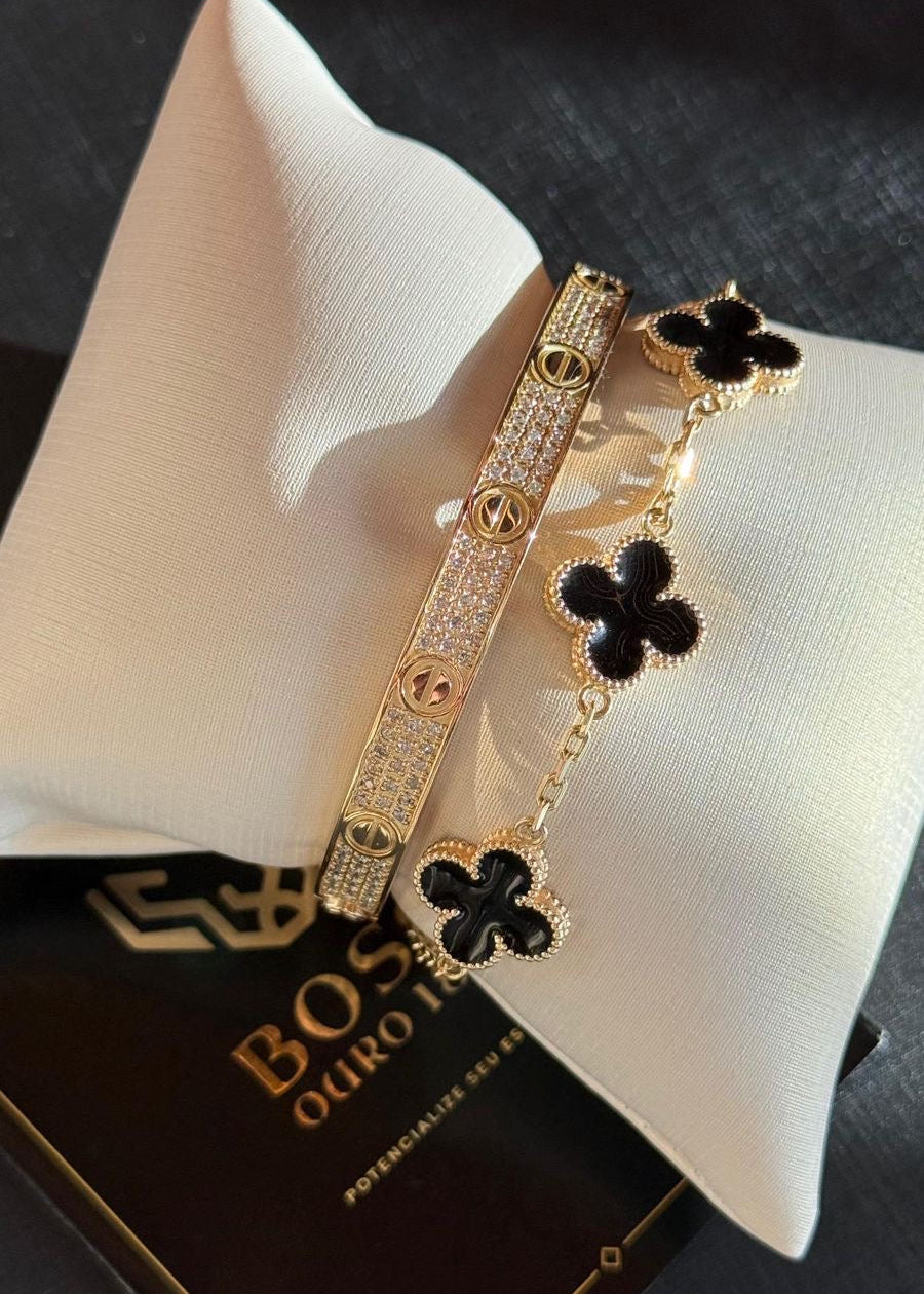 PULSEIRA TREVO + BRACELETE LOVE