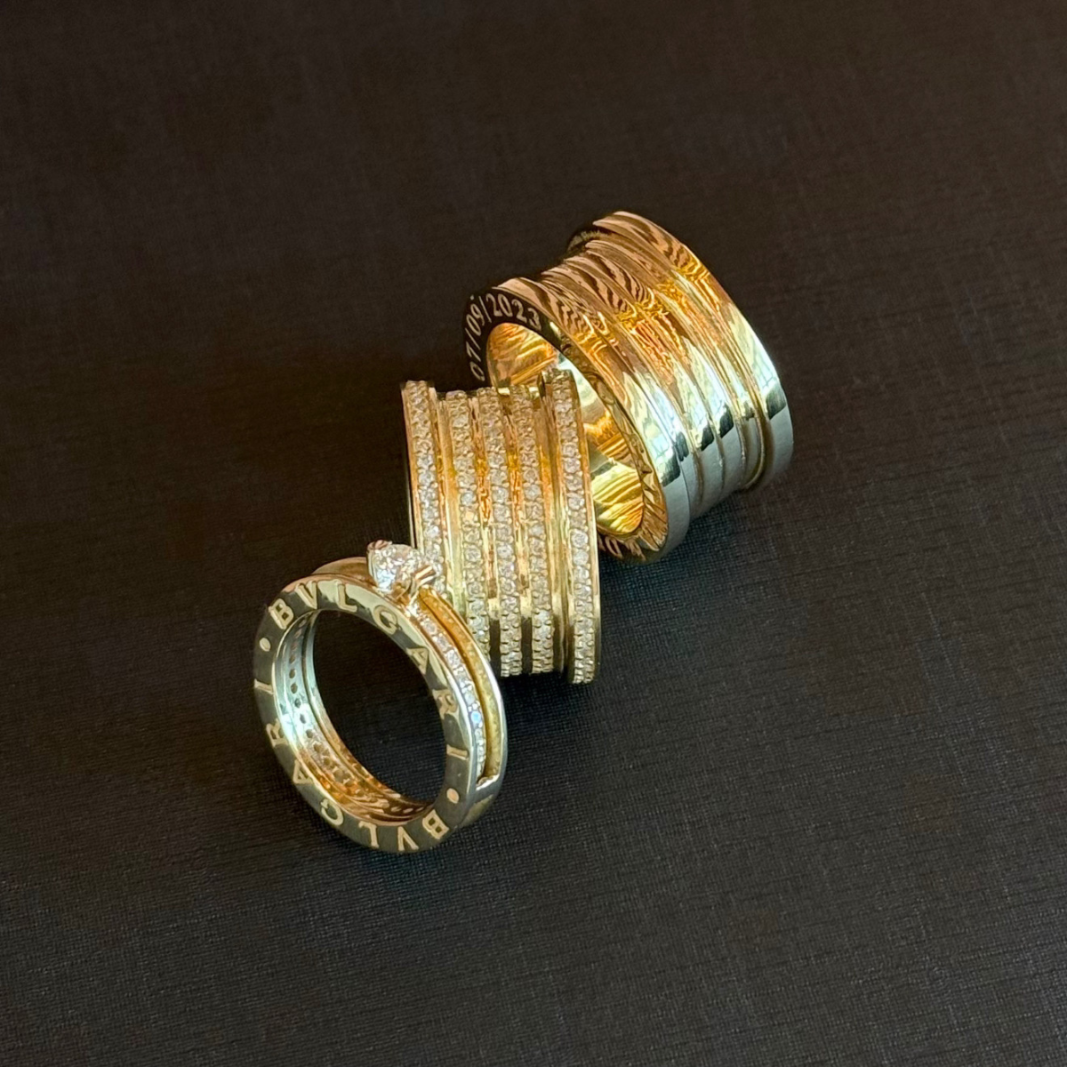 Conjunto Alianças e Anel BVLGARI